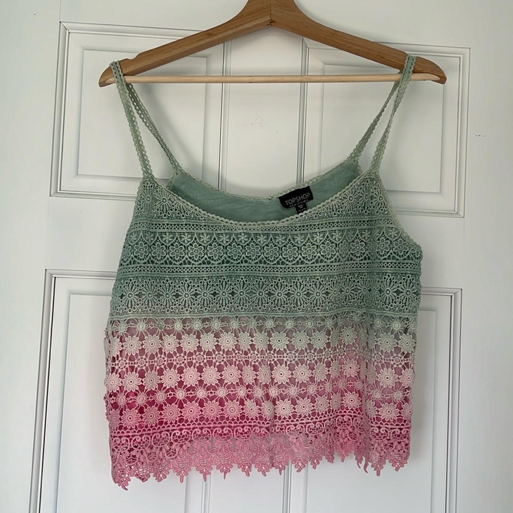 Ombré Lace Spaghetti Strap Crop Top from Topshop
